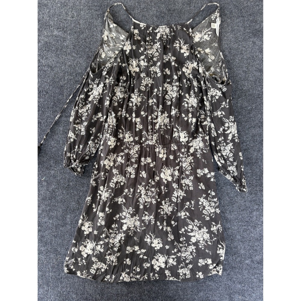 American‎ Eagle Outfitters Floral Cold Shoulder Mini Dress Black White Large L
